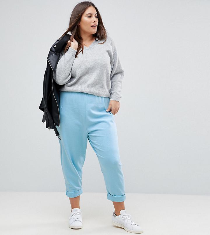 Asos Curve 80s Jogger With Roller Hem - Blue