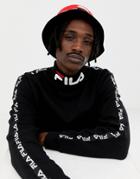 Fila Black Line Drey Logo Turtleneck Sweatshirt With Taping In Black - Black