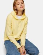 Topshop Knitted Hoodie In Lemon-yellow