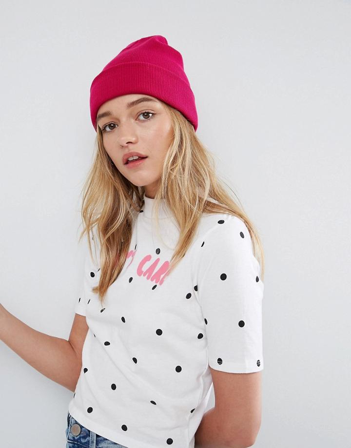 Asos Turn Up Beanie - Pink