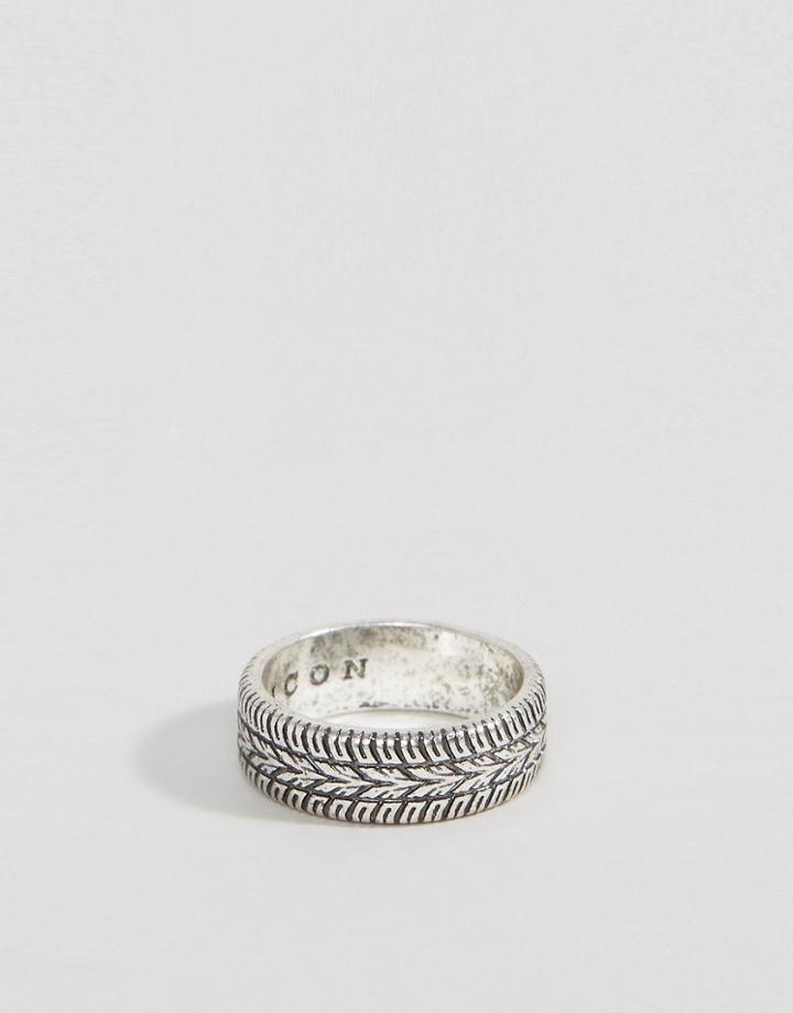 Icon Brand Engraved Band Ring In Silver - Silver
