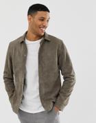 Selected Homme Suede Overshirt Jacket - Gray