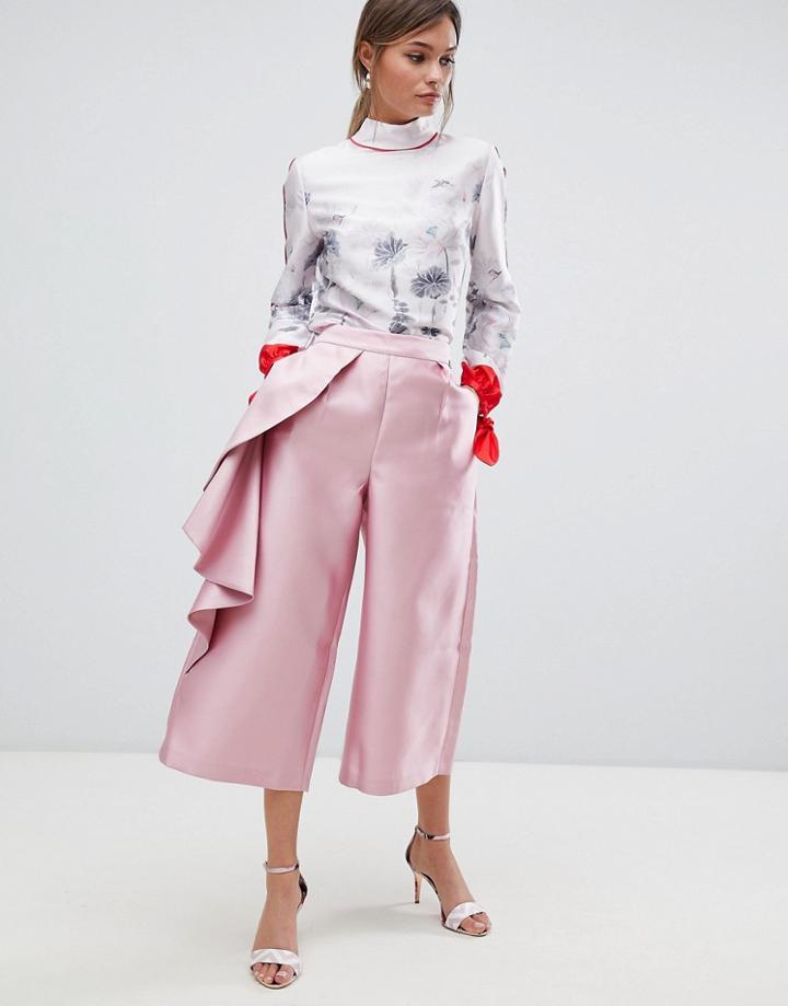 Ted Baker Wide Leg Ruffle Pants - Pink