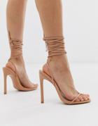 Simmi London Sim Blush Ankle Tie Barely There Sandals - Beige