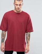 Religion 3/4 Sleeve Crew Neck Sweat With Drop Shoulder Detail - Tibetan Red