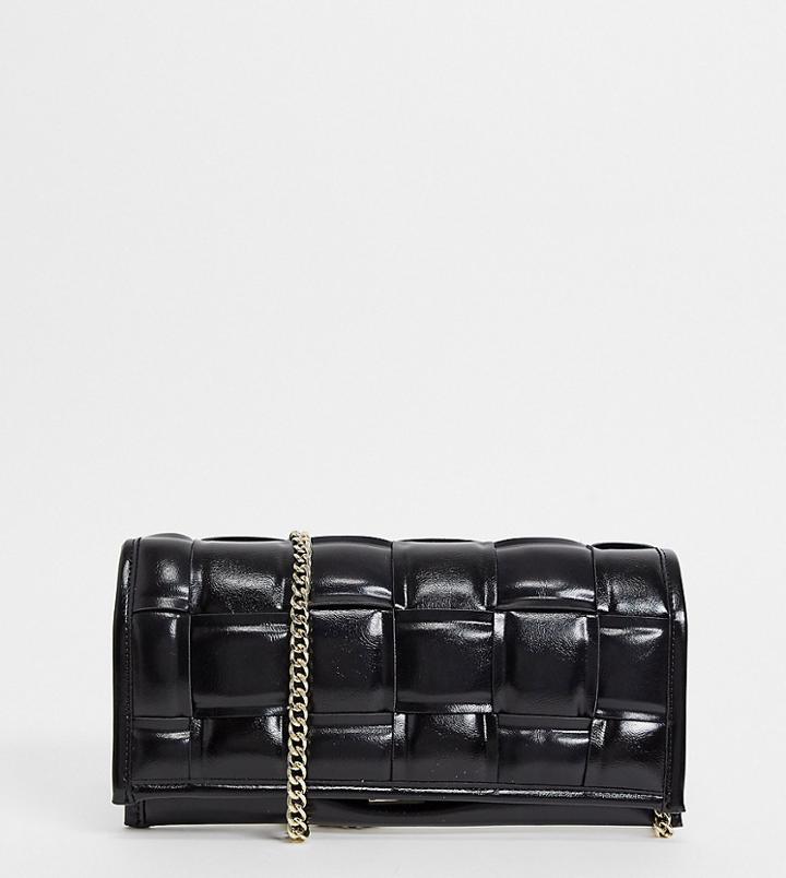 Steve Madden Btangled Woven Clutch In Black Patent