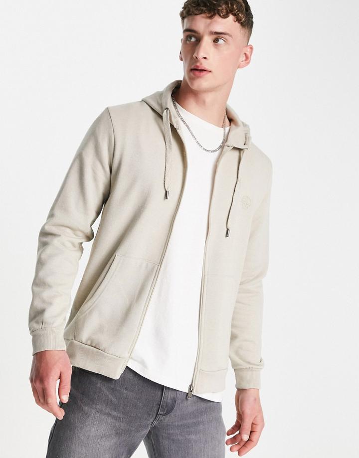 Soul Star Full Zip Hoodie In Stone-neutral
