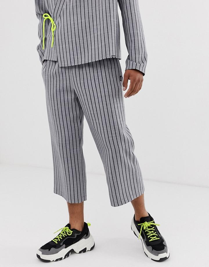 Vintage Supply Relaxed Fit Pants In Gray Stripe - Gray