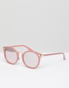 Missguided Round Reflective Sunglasses - Pink