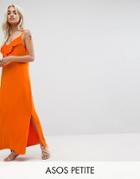 Asos Petite Maxi Dress With Asymmetric Frill Detail - Orange