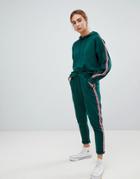 Pull & Bear Stripe Detail Joggers - Green