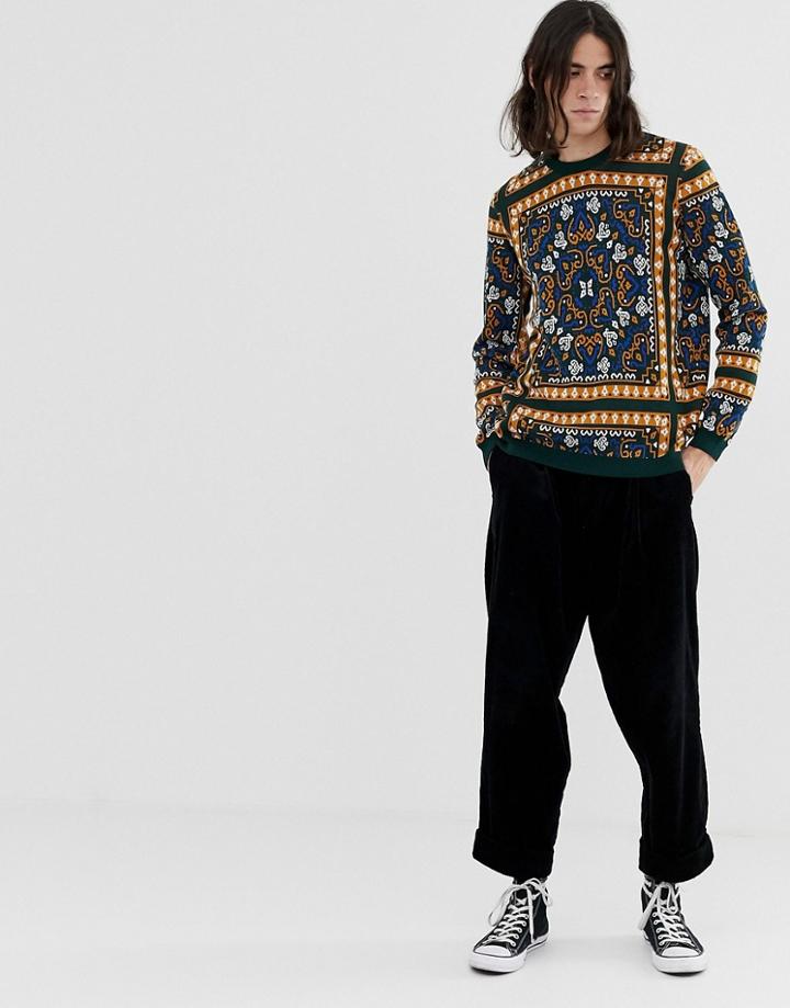 Asos Design Knitted Sweater With Baroque Design-multi