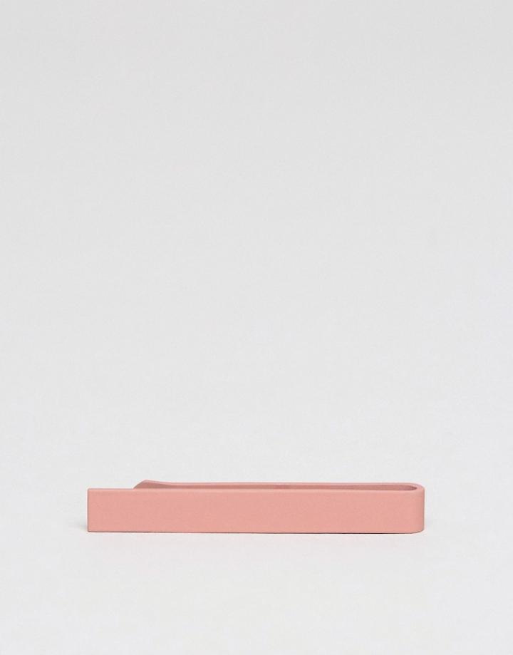 Asos Skinny Tie Bar In Dusky Pink - Pink