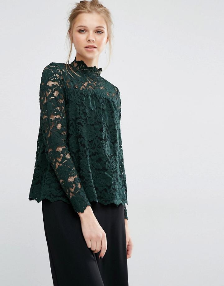 Y.a.s Ella Long Sleeve Lace Top - Green