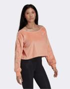 Adidas Originals 'relaxed Risque' Velour Off The Shoulder Sweatshirt In Blush-pink