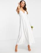 Asos Edition Satin Cami Midi Wedding Dress With Full Skirt-white