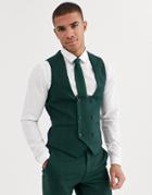 Harry Brown Skinny Fit Stretch Plain Suit Vest-green