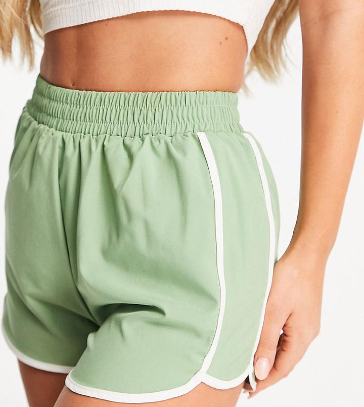 South Beach Polyester Woven Runner Shorts In Khaki-green