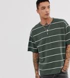 Heart & Dagger Oversized Striped T-shirt In Khaki - Green