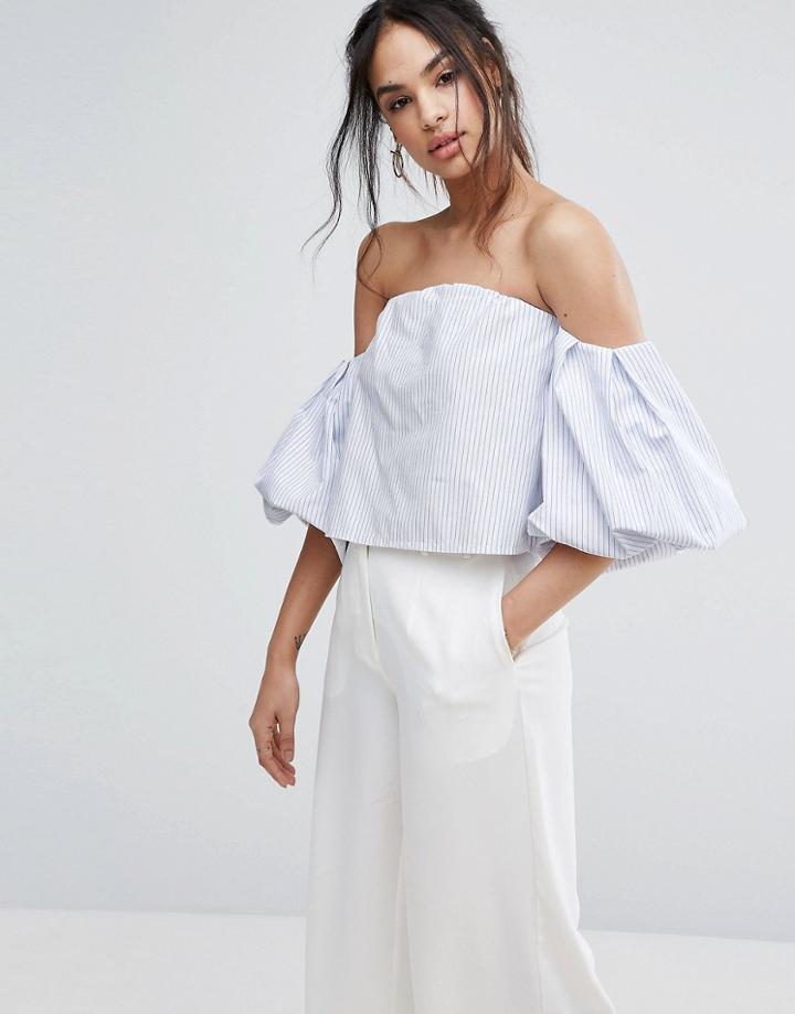 Missguided Bardot Puff Sleeve Blouse - Multi