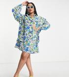 Urban Threads Plus Wrap Skirt In Blue Floral - Part Of A Set