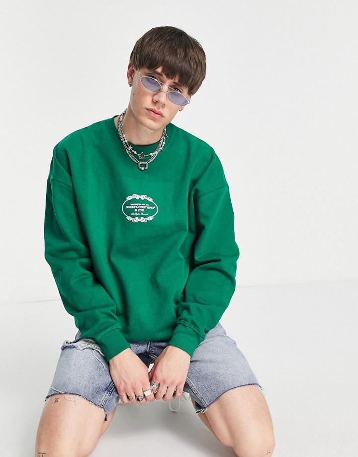 Good For Nothing Oversized Sweatshirt In Forest Green - Part Of A Set