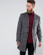 Noose & Monkey Faux Pony Skin Overcoat In Charcoal - Gray