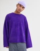 Noak Oversized Fluffy Sweater In Purple