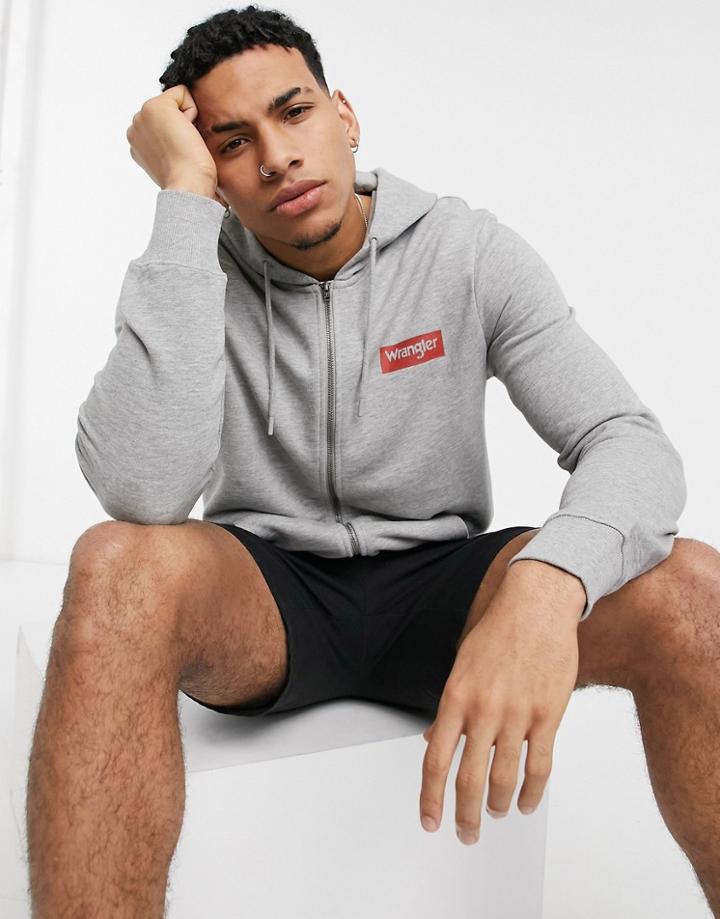 Wrangler Zip Up Hoodie In Gray-grey