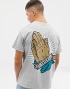Cheats & Thieves Pray Back Print T-shirt In Oversized Fit-gray