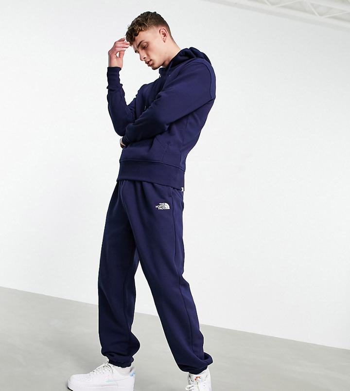 The North Face Oversized Essential Sweatpants In Navy Exclusive At Asos