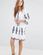 Moon River Embroidered Dress - White