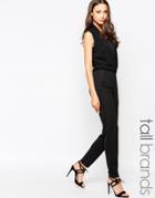 Y.a.s Tall Plunge Neck Jumpsuit - Black