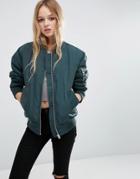 Asos Luxe Padded Bomber Jacket - Green