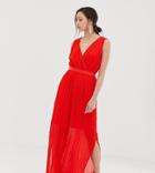 Y.a.s Tall Pleated Wrap Maxi Dress - Red