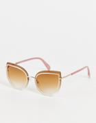 Jeepers Peepers Overszied Cat Eye Sunglasses With Gold Frame Detail