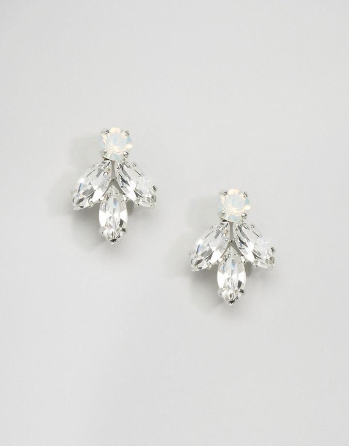 Krystal London Swarovski Crystal Three Leaf Earrings - Silver