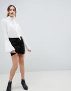 Minimum Gathered Front Mini Skirt - Black