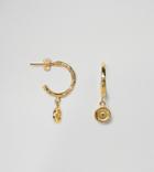 Ottoman Hands Gold Plated Hammered Hoop Earrings With Sun Drop - Gold
