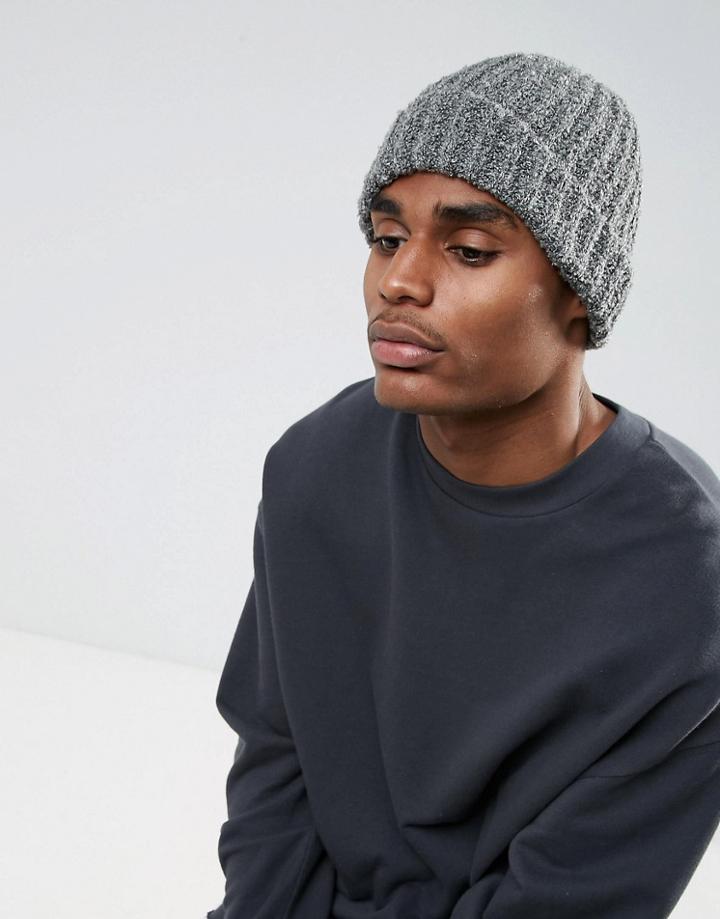 Asos Fisherman Beanie In Gray Boucle - Gray