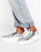 Asos Dazzle Lace Up Sneakers - Silver