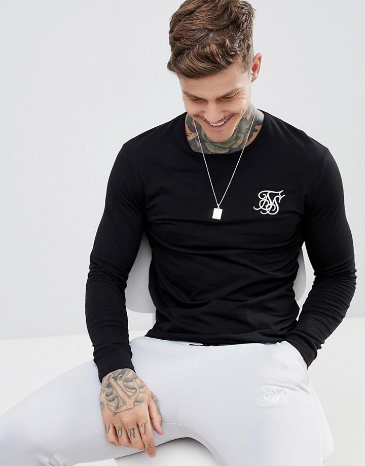 Siksilk Long Sleeve T-shirt In Black - Black