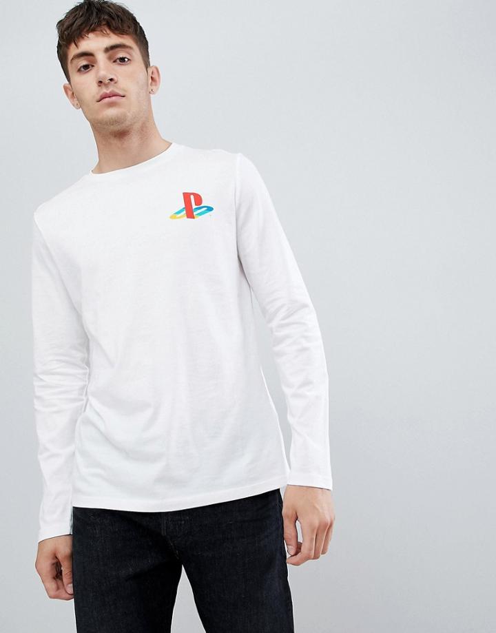Asos Playstation Long Sleeve T-shirt With Chest Print - Black