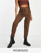 Asos Design Hourglass Jersey Tapered Suit Pant In Chocolate Gingham-multi