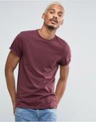 Asos Muscle T-shirt With Roll Sleeve In Red - Red