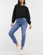 Only Erica Slim Straight Leg Jeans In Blue