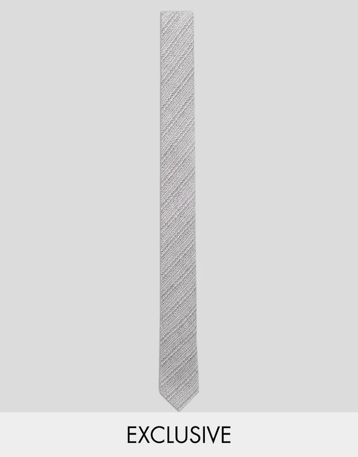 Noak Crosshatch Blade Linen Tie - Gray