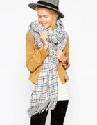 Asos Woven Oversized Scarf In Pastel Tweed Check With Tassels - Mutli