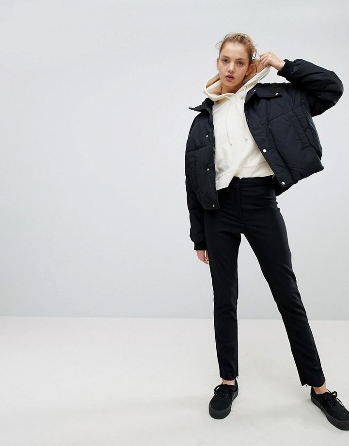 Weekday Pants With Zipped Hem - Black