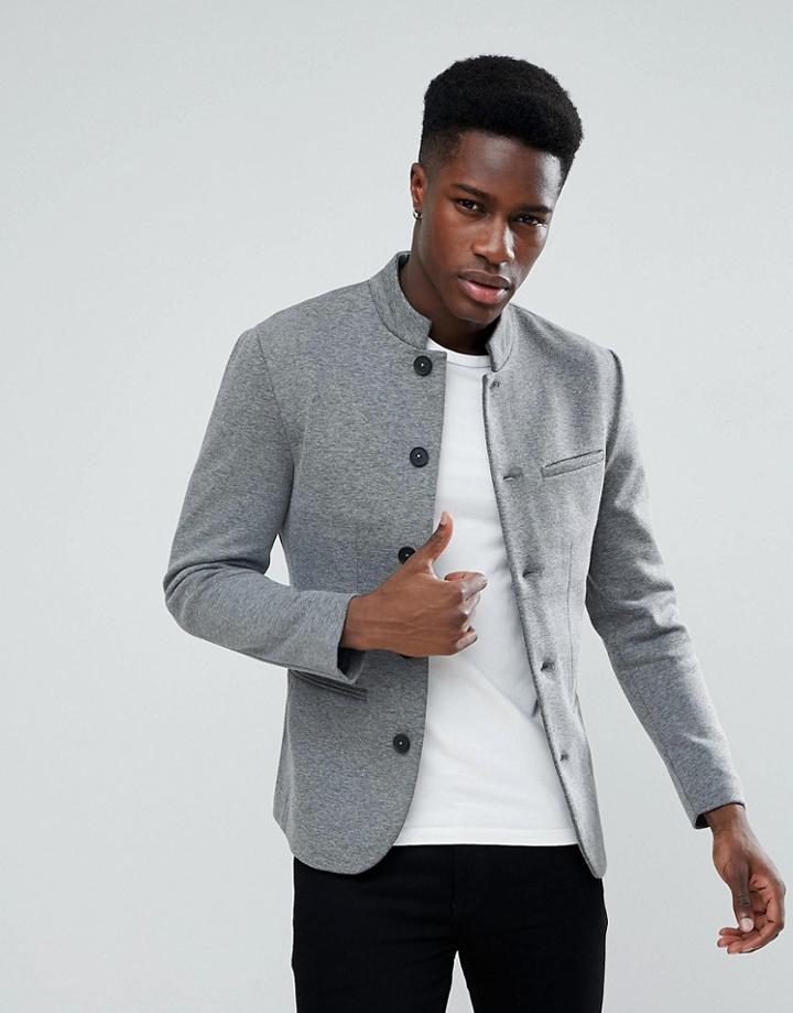 Only & Sons Smart Jersey Mandarin Blazer - Navy
